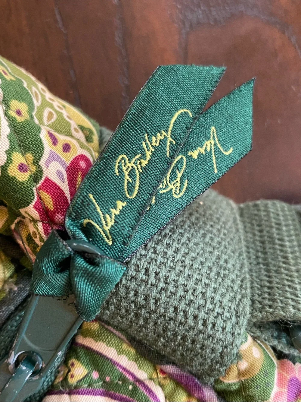 Vera Bradley Green Paisley Quilted Crossbody Laptop Bag